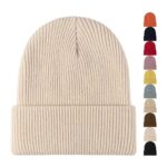 Wholesale Solid Color Blank Plain Ribbed Winter Warm Cuffed Knitted Hat Unisex Acrylic Beanie with Custom Logo