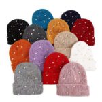 Manufacturer High Quality Custom Designer Luxury Winter Fisherman Beanie Cap Y2k Knitted Beanies Hat Cap with Rhinestones Pearl