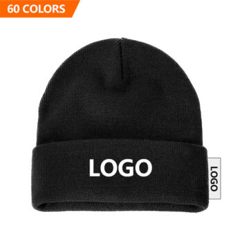 Hot Sale Knitted Hat Autumn and Winter Thickening Warm Beanie Cap Custom Logo Embroidery Name Brand Cold Hat