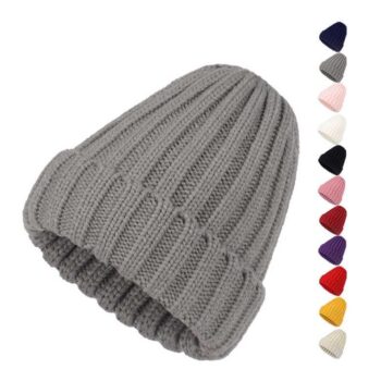 Wholesale Solid Color Cuffed Plain Skull Caps for Men Women Blank Ribbed Winter Warm Cuffed Knitted Hat Beanie With Custom Logo