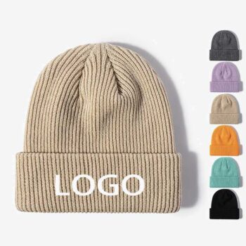 Wholesale Unisex Winter Warm 100% Acrylic Blank Plain Knitted Beanie Cap Hat with Custom Logo Embroidery for Men Women